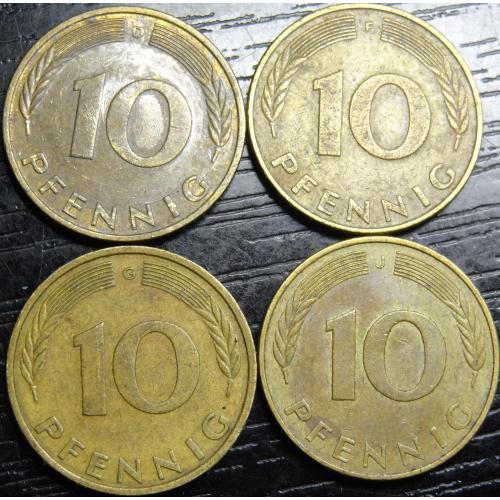 10 пфенігів 1980 ФРН (всі монетні двори)