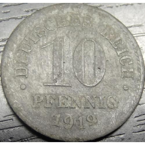 10 пфенігів Німеччина 1919 цинк
