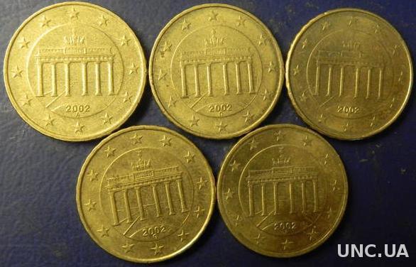 10 євроцентів 2002 Німеччини (всі монетні двори)