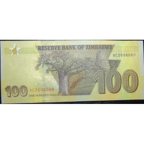 100 доларів Зімбабве 2020 UNC
