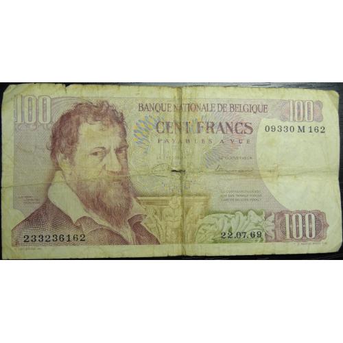 100 франків Бельгія 1969