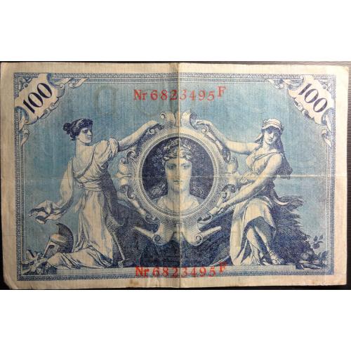 100 марок Німеччина 1908 (червона печатка), літера D