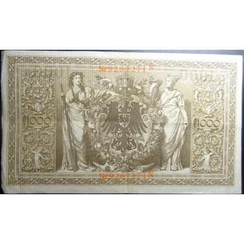 1000 марок Німеччина 1910 (червона печатка), літера U