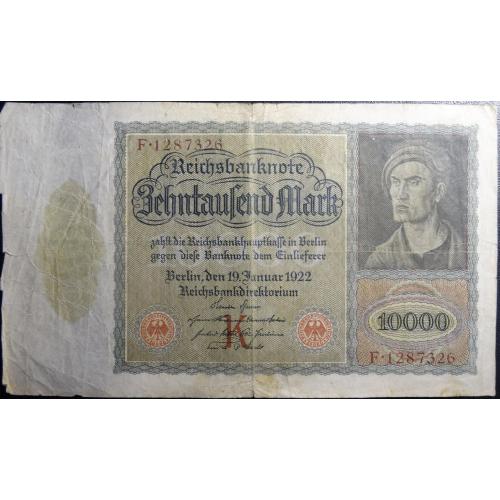 10000 марок Німеччина 1922 (велика, літера K)