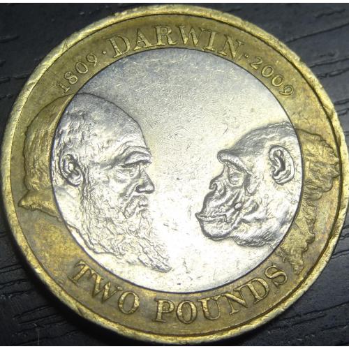 2 фунта 2009 Британія Чарльз Дарвін