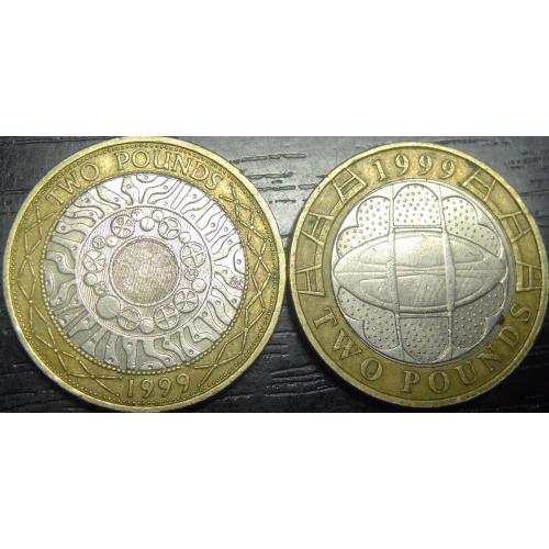 2 фунта 1999 Британія (два різновиди)