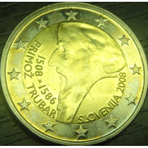 2 євро Словенія 2008 UNC Примож Трубар