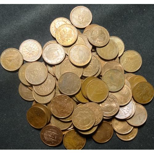 2 євроцента 100шт суперлот (асортимент країн)