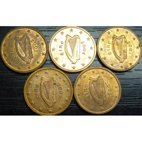 2 євроцента Ірландія (порічниця) 5шт, всі різні
