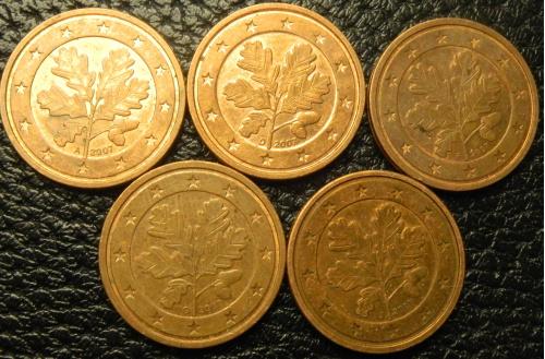 2 євроценти 2007 Німеччина (всі монетні двори)
