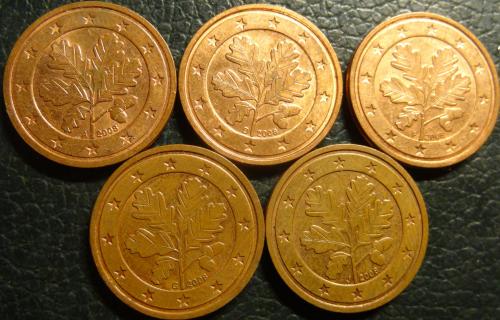 2 євроценти 2008 Німеччина (всі монетні двори)