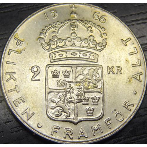 2 крони Швеція 1966 срібло, рідкісна