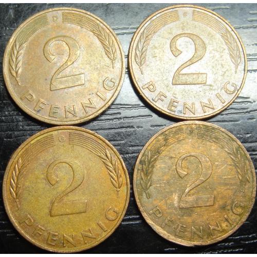 2 пфеніга 1988 ФРН (всі монетні двори)