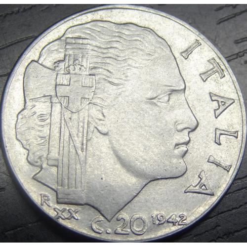 20 чентезімо 1942 Італія, магнітна, ребристий гурт