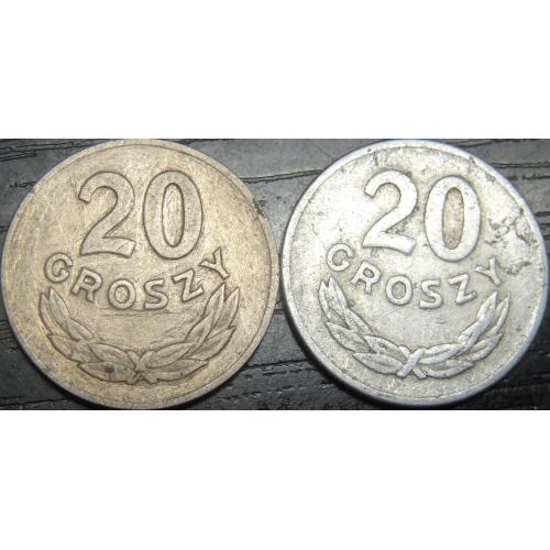 20 грошей 1949 Польща (два різновиди) мідно-нікель та алюміній