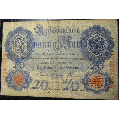 20 марок Німеччина 1908 (літера W)