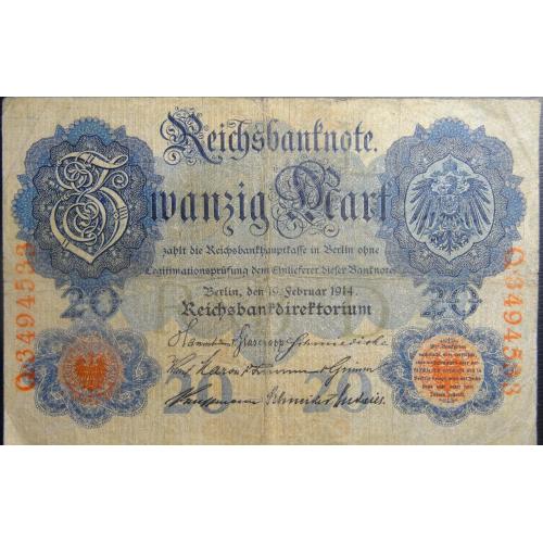 20 марок Німеччина 1914 (літера D)