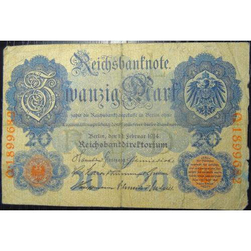 20 марок Німеччина 1914 (літера L)