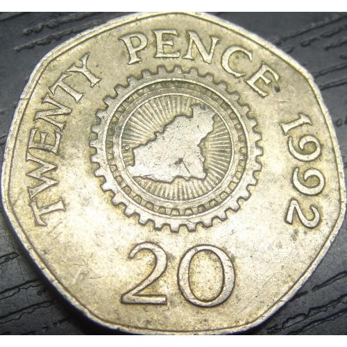 20 пенсів 1992 Гернсі рідкісна