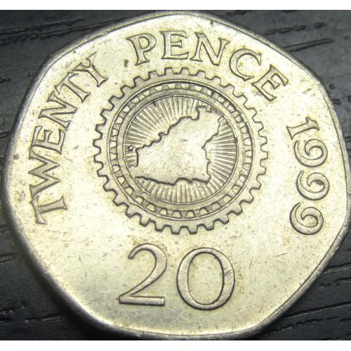 20 пенсів 1999 Гернсі рідкісна