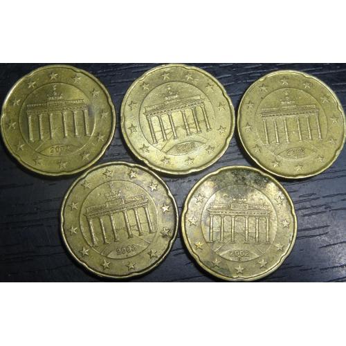 20 євроцентів 2002 Німеччина (всі монетні двори)