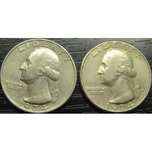 25 центів 1974 США (два різновиди)