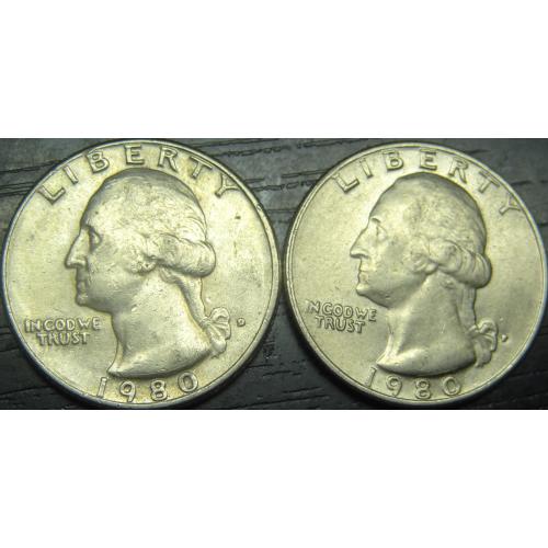 1/4 долара 1980 США (два різновиди)