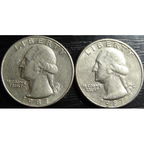 25 центів 1987 США (два різновиди)