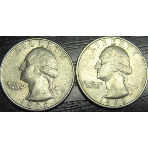 25 центів 1988 США (два різновиди)