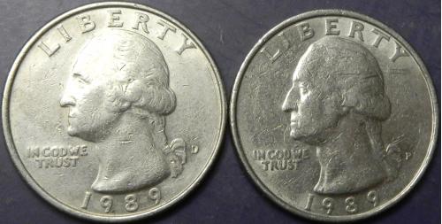 25 центів 1989 США (два різновиди)
