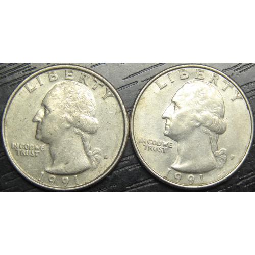 25 центів 1991 США (два різновиди)