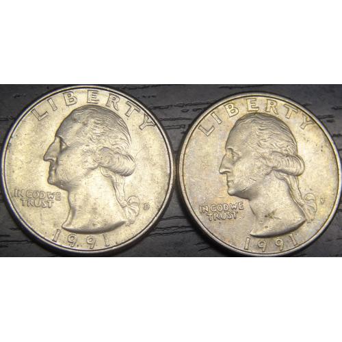 1/4 долара 1991 США (два різновиди)