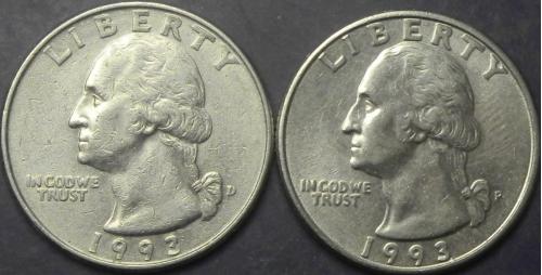 25 центів 1993 США (два різновиди)