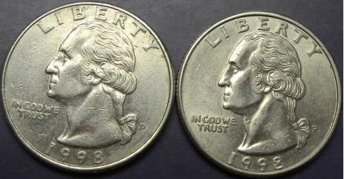 25 центів 1998 США (два різновиди)