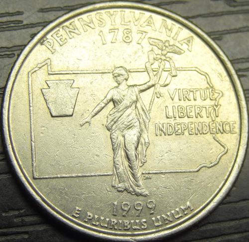 25 центів 1999 P США Пенсильванія