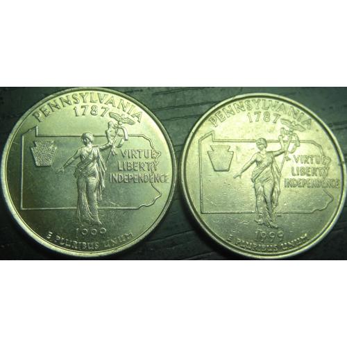 1/4 долара 1999 США Пенсильванія (два різновиди)