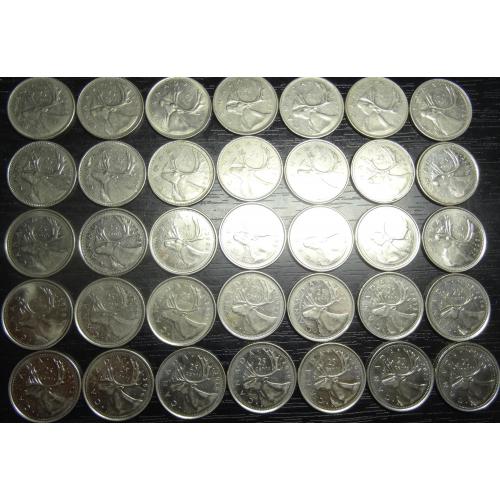 25 центів Канада (порічниця), 35шт, всі різні