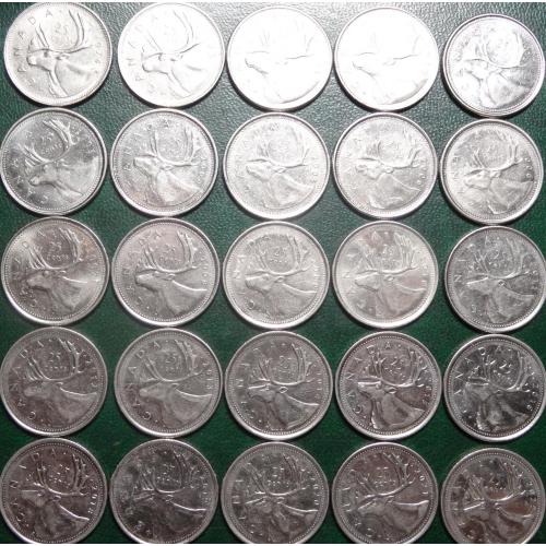 25 центів Канада (порічниця), 25шт, всі різні