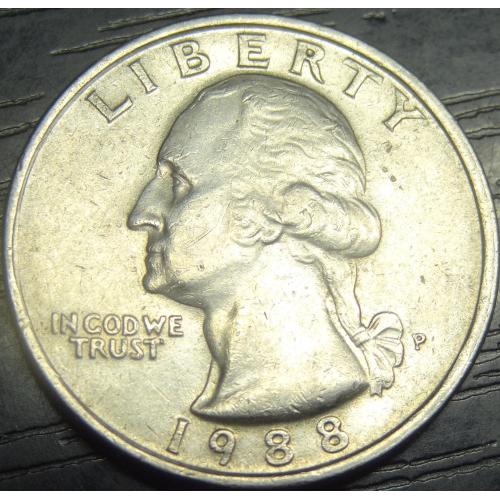 25 центів США 1988 P