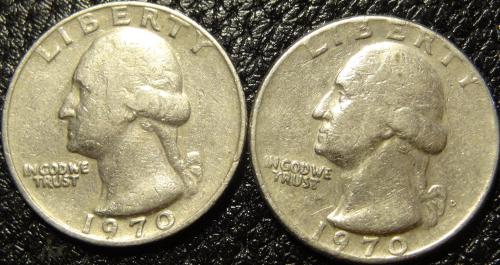 25 центів 1970 США (два різновиди) нечасті