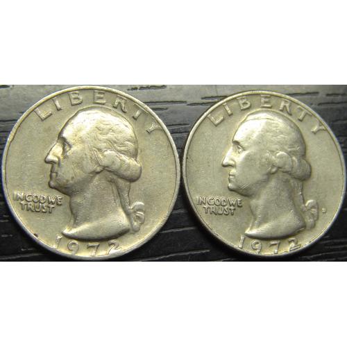 25 центів 1972 США (два різновиди) нечасті