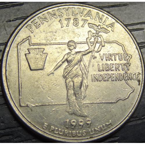 25 центів 1999 D США Пенсильванія