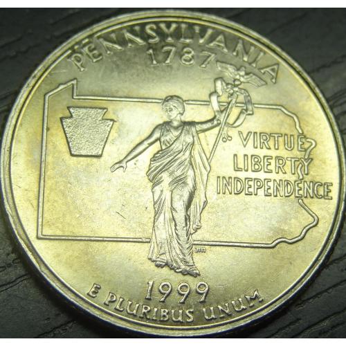 1/4 долара 1999 D UNC США Пенсильванія