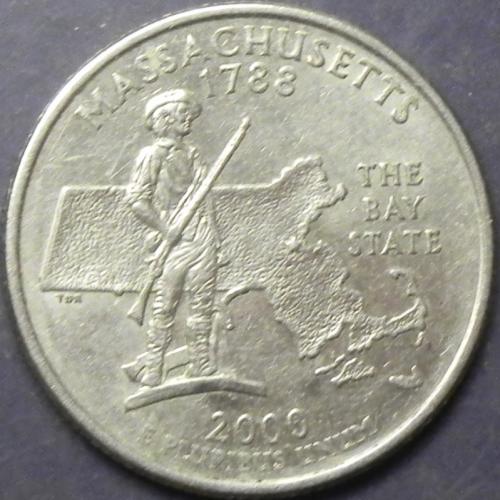 25 центів 2000 D США Массачусетс