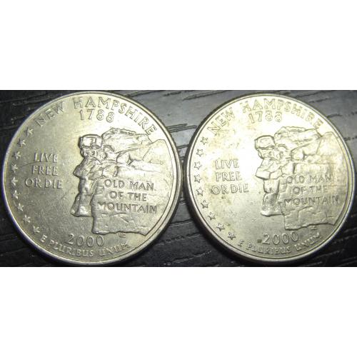 25 центів 2000 США Нью-Гемпшір (два різновиди)