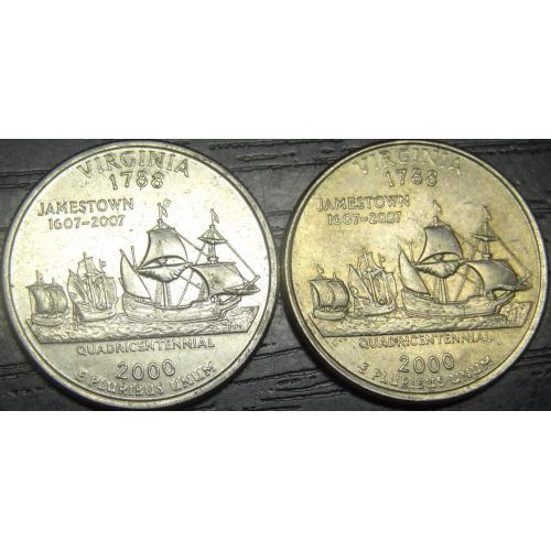 25 центів 2000 США Вірджинія (два різновиди)