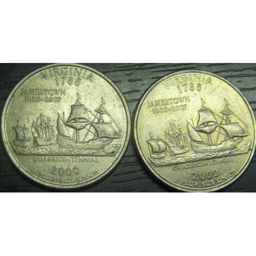 1/4 долара 2000 США Вірджинія (два різновиди)