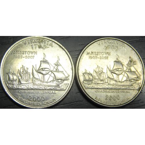 1/4 долара 2000 США Вірджинія (два різновиди)