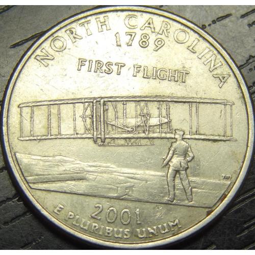 25 центів 2001 D США Північна Кароліна
