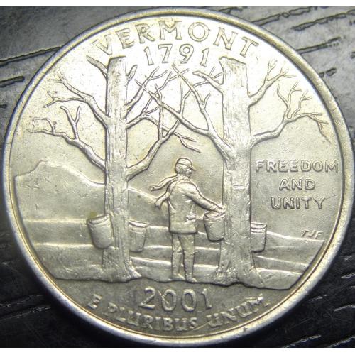 25 центів 2001 D США Вермонт